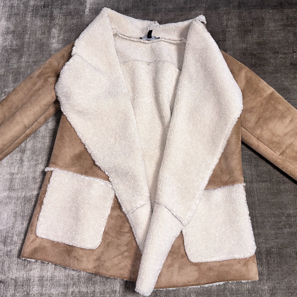 Teddy brown mid length coat- Size Small